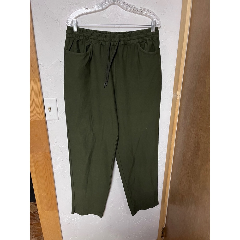 Athleta Green Drawstring Jogger Pants Large Tall Olive Straight Leg Utility